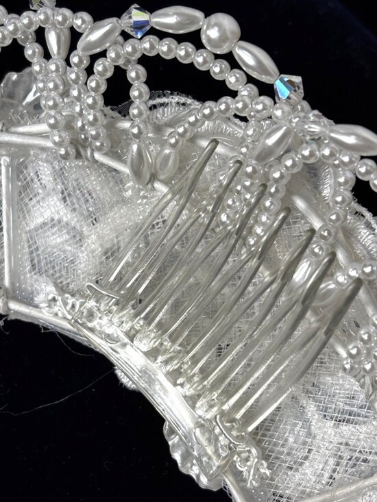 Bridal Beaded Floral White Crown Base Headband Frame EUC